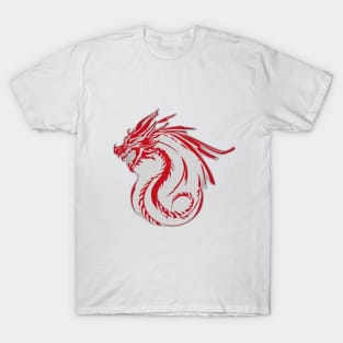 Dragon Red Shadow Silhouette Anime Style Collection No. 448 T-Shirt